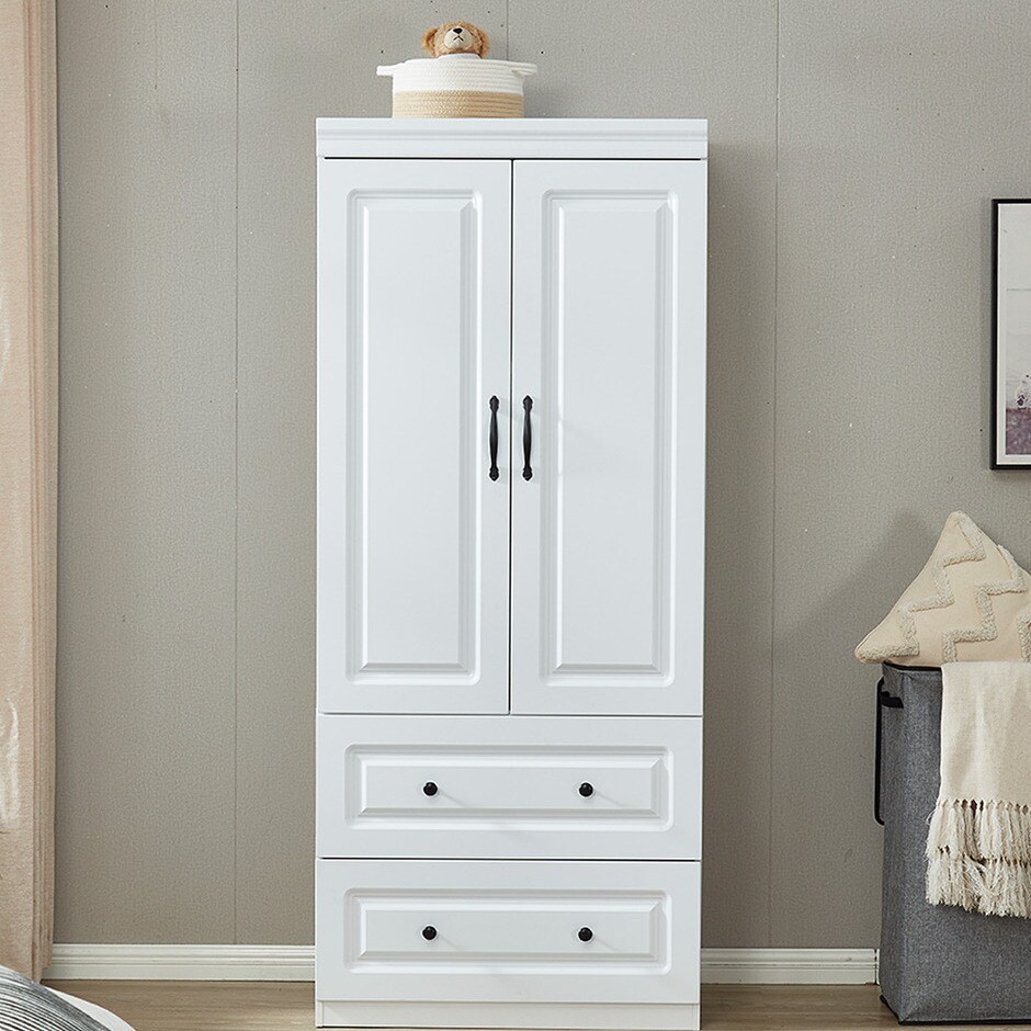 Livelylodge Wardrobe Closet 74 H White Armoire Storage Cabinet Model Yg-3