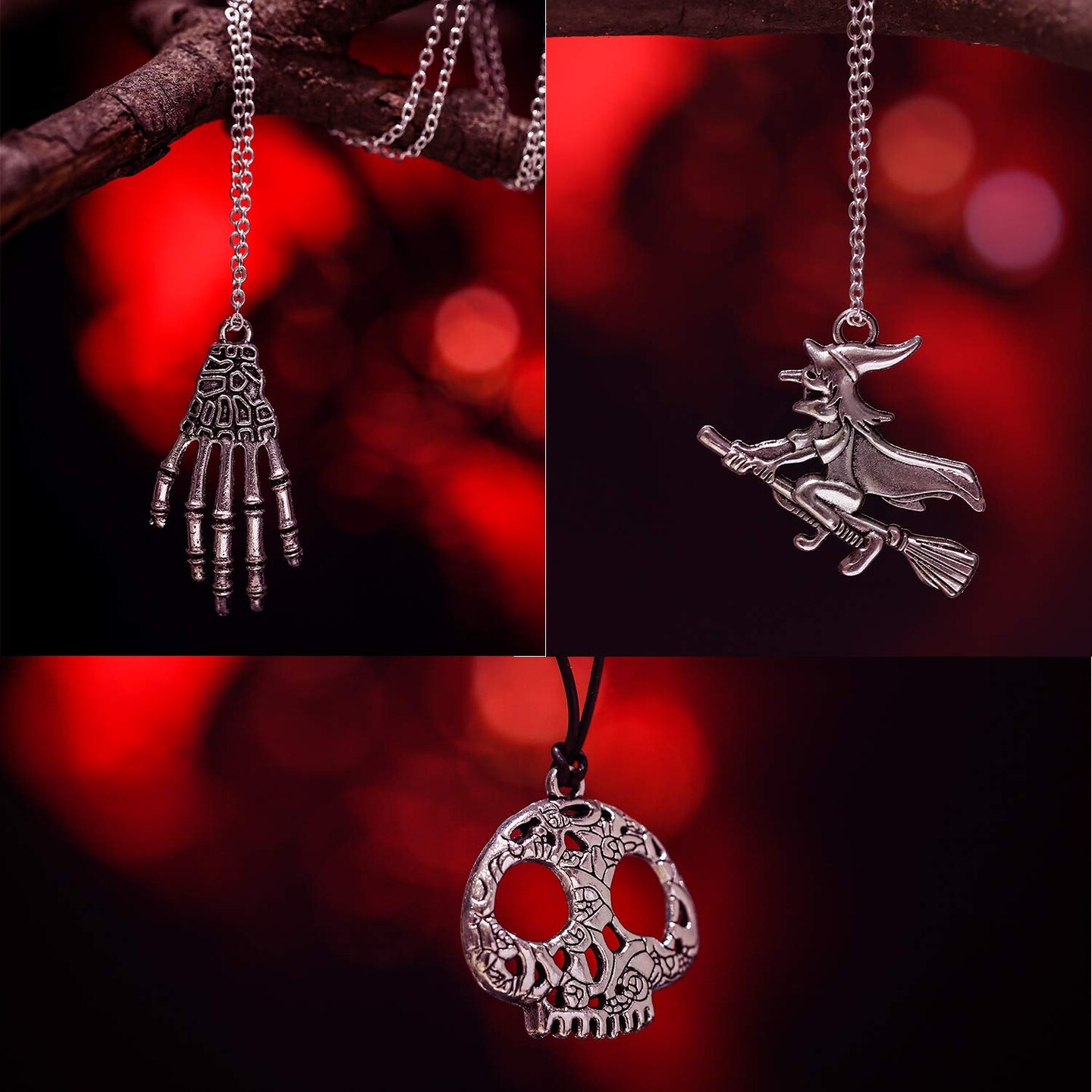80 Pieces Halloween Charms Pendants Antique Silver Pendants Halloween Jewelry Making Accessory for DIY Necklace Bracelet