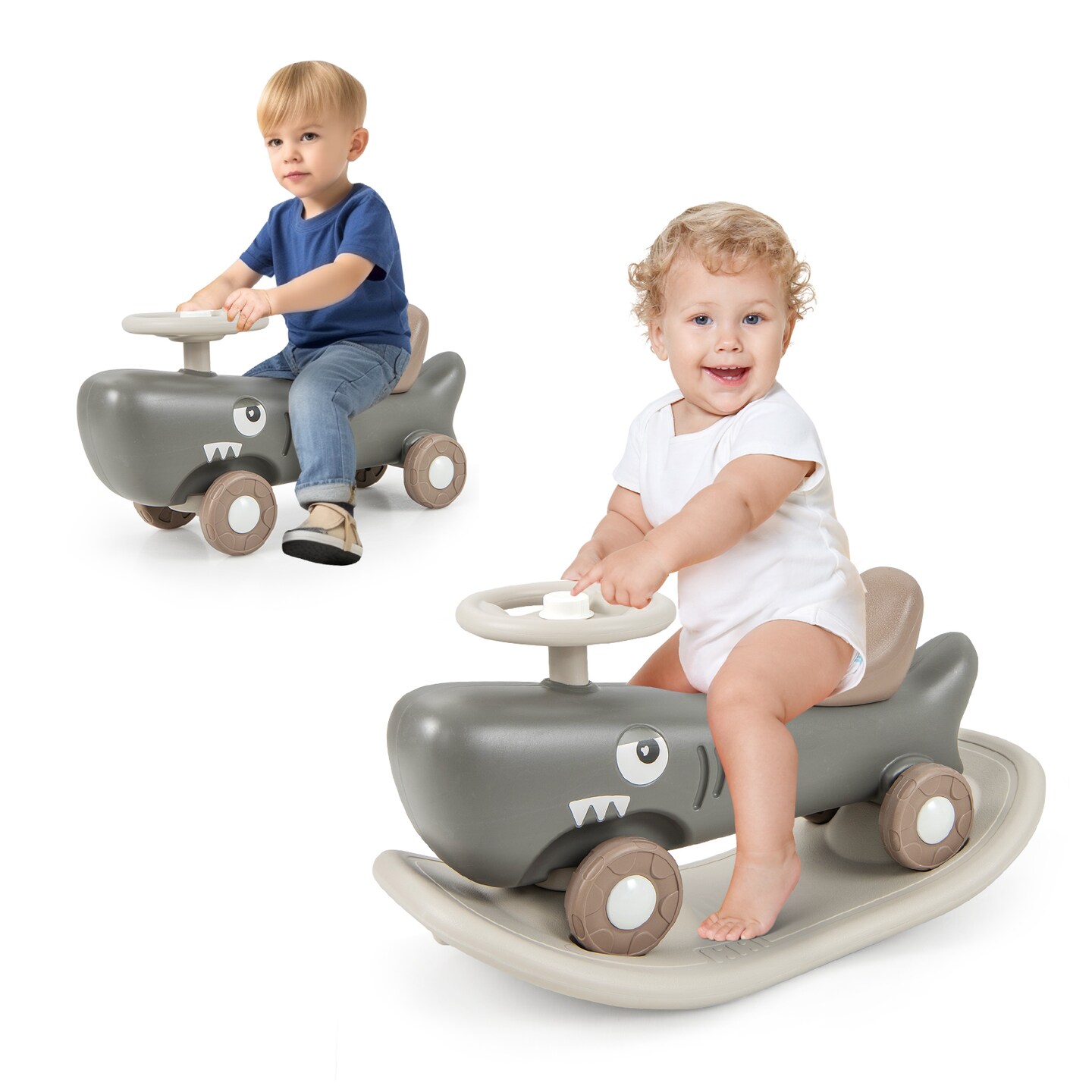 Plastic Convertible Rocking Horse &#x26; Sliding Car with Detachable Balance Board