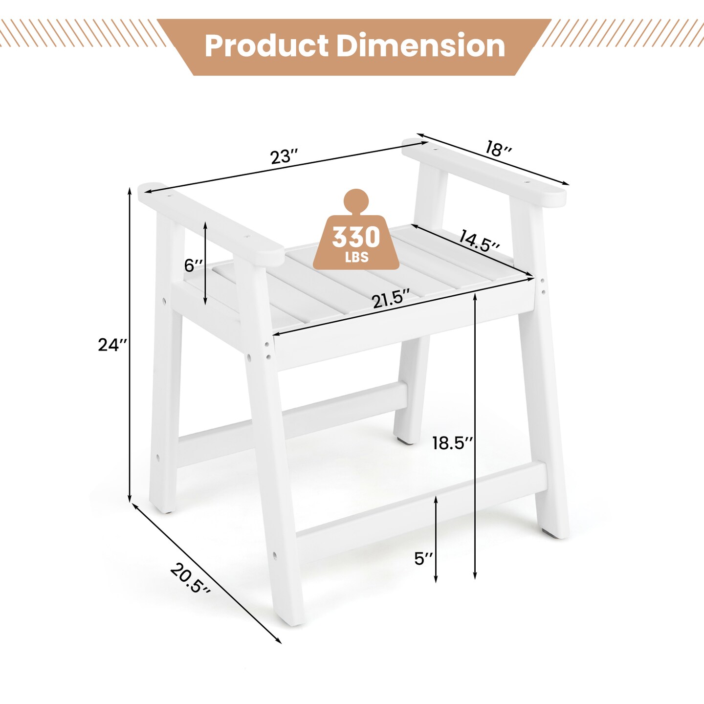 Shower Bench with Arms for Inside Shower Shaving Legs with Non-Slip Rubber Foot-pads