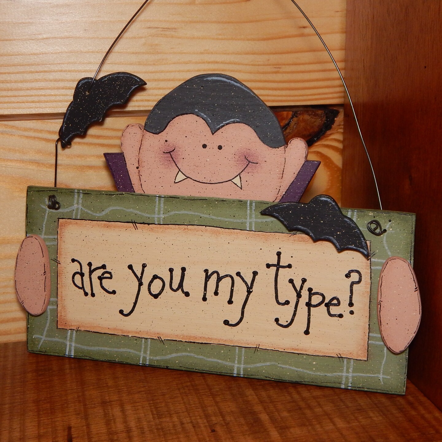 Primitive Halloween Decoration, Cute Vampire Decor, Wood Halloween Signs, Vampire Signs, Cute Halloween Decor, Dracula Halloween Door Hanger - image10
