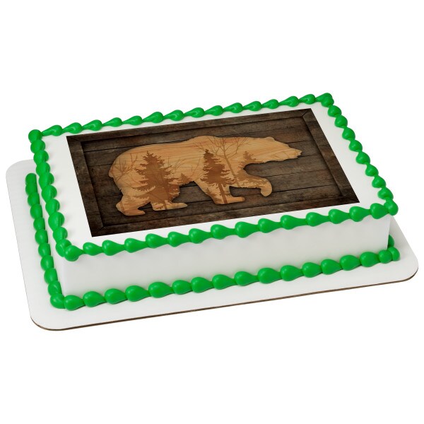 Rustic Bear Edible Cake Topper Image 1/4 sheet