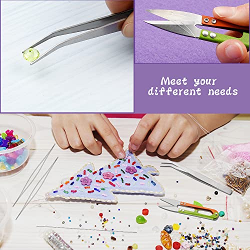 58 Pieces Beading Needles Set,50 Pieces Long Straight Beading Thread Needles, 8 Pcs Big Eye Beading Needles with Threader, Needle Bottle, Yarn Scissors,Tweezers for Bracelets and Jewelry Making