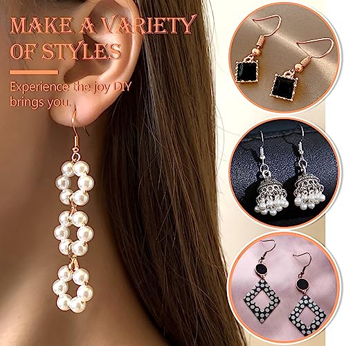 150 Pieces Hypoallergenic Earring Hooks Mixed Colors Ear Wire Hooks Earring Making Kit with 1000pcs Open Jump Rings 200pcs Earring Backs for Jewelry Making Findings