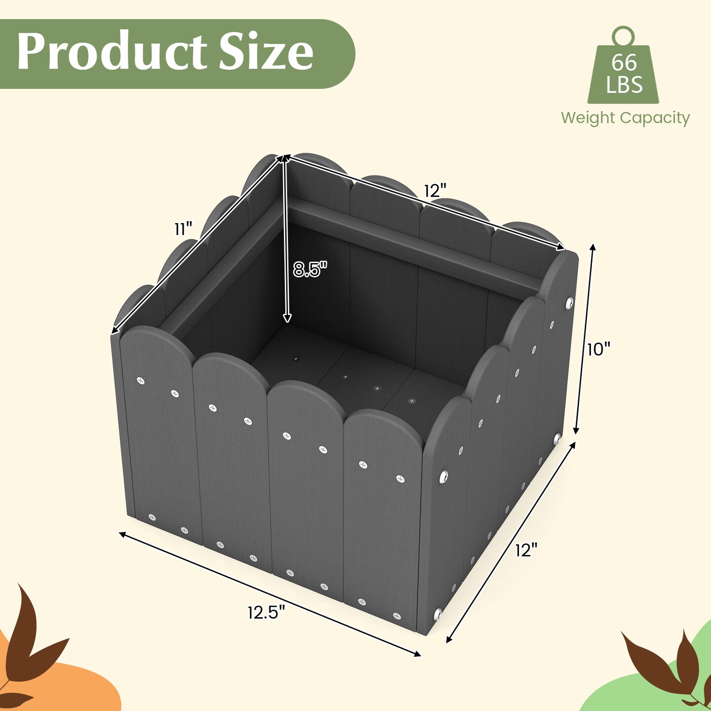 2 Pack Square Planter Box With Drainage Gaps For For Front Porch Garden Balcony