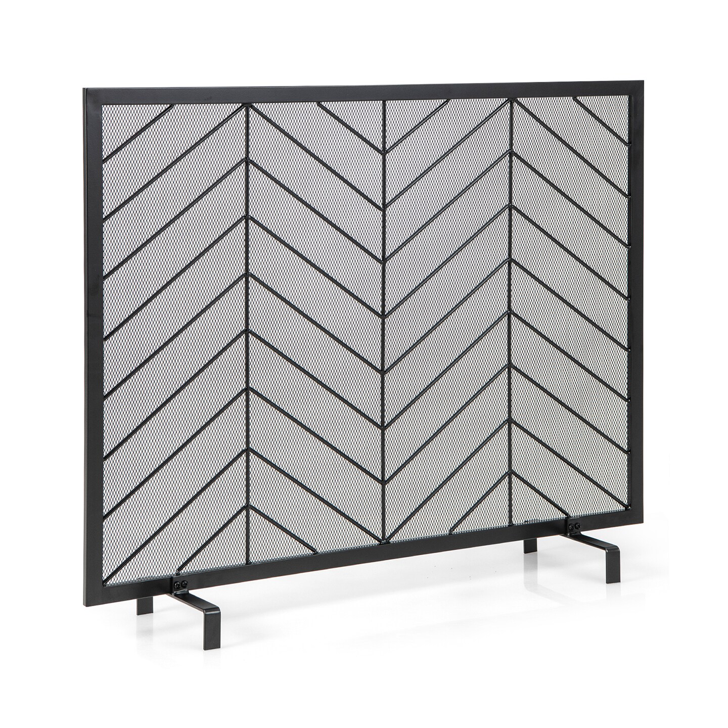 Metal One-Panel Fireplace Safety Screen with Removable Legs for Pets and Kids