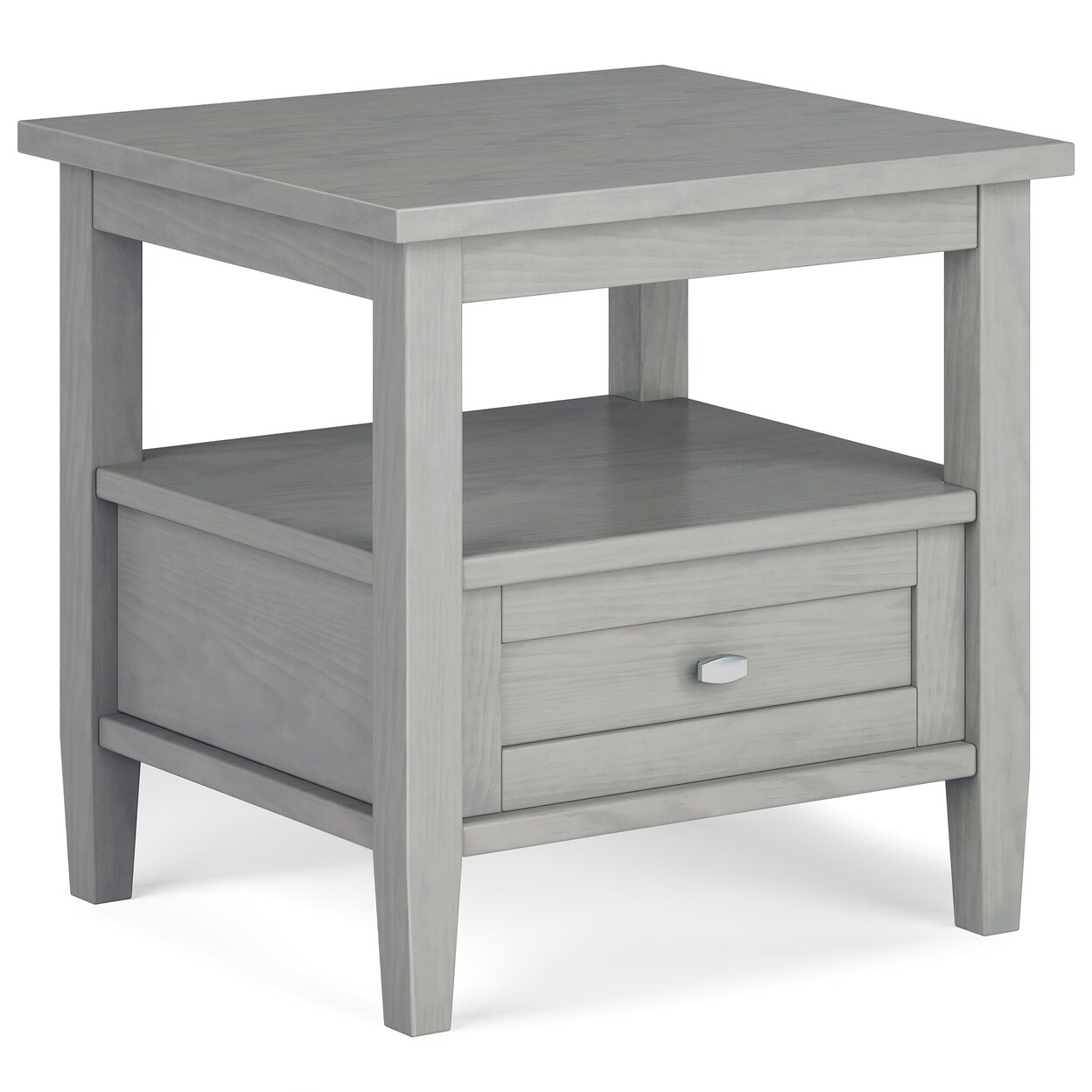 Warm Shaker End Table Solid Wood Storage Drawer Open Shelf Rustic Living Room