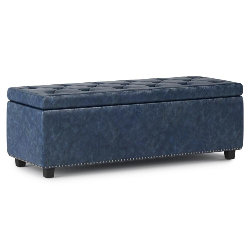 Simpli Home Hamilton 48"Rectangle Lift Top Storage Ottoman Large Storage Space