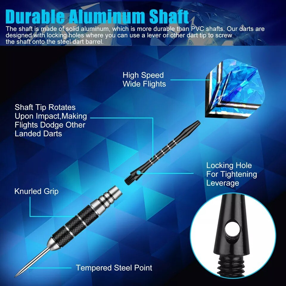 2 Sets(6Pcs) of Steel Tip Darts 22g Professional Dart Set Aluminium Dart Flights