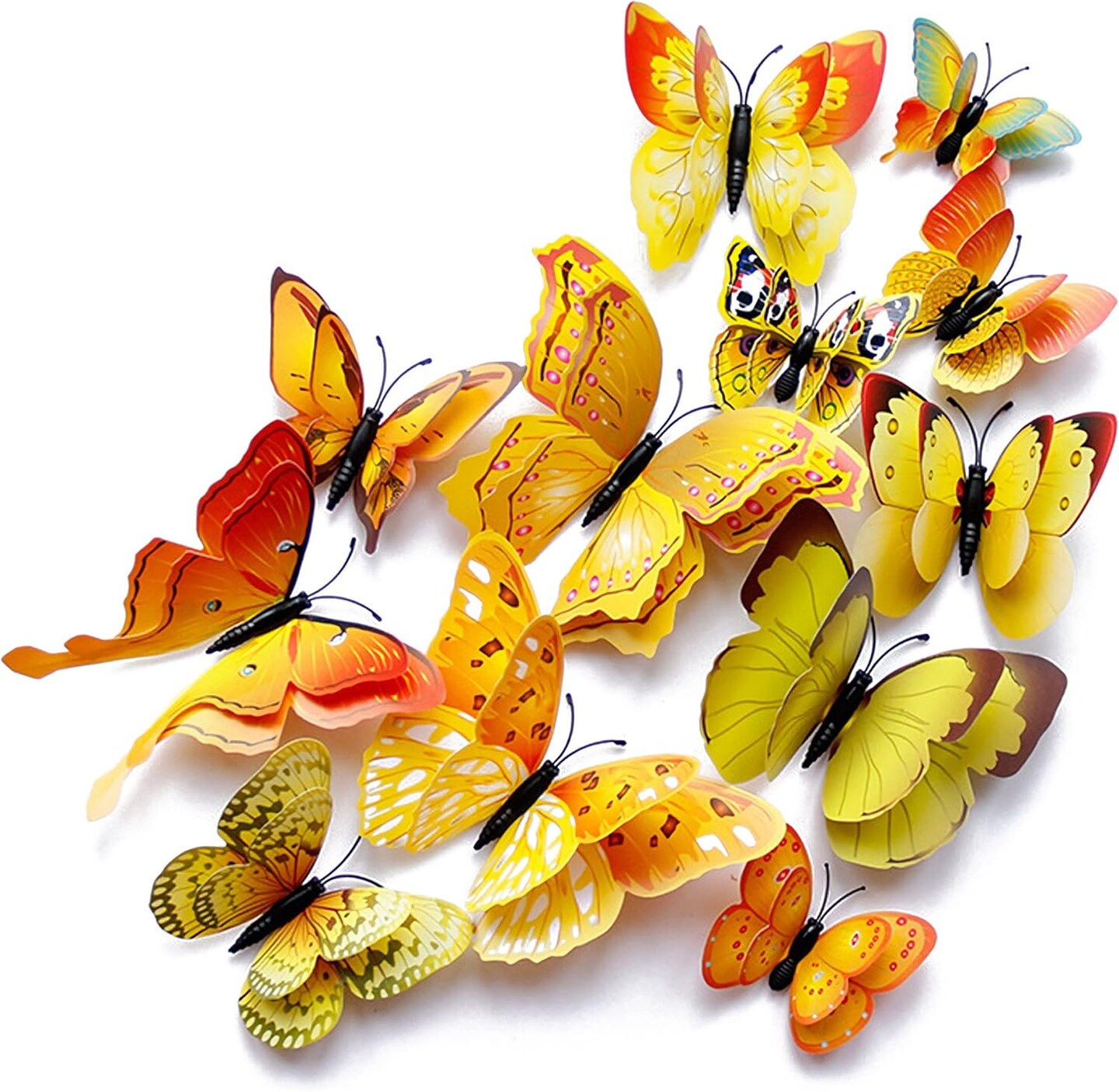 24/48 Pieces of Butterfly Wall Decor, 3D Butterflies Stickers with Magnets for Party D&#xE9;cor (Gold, 24)