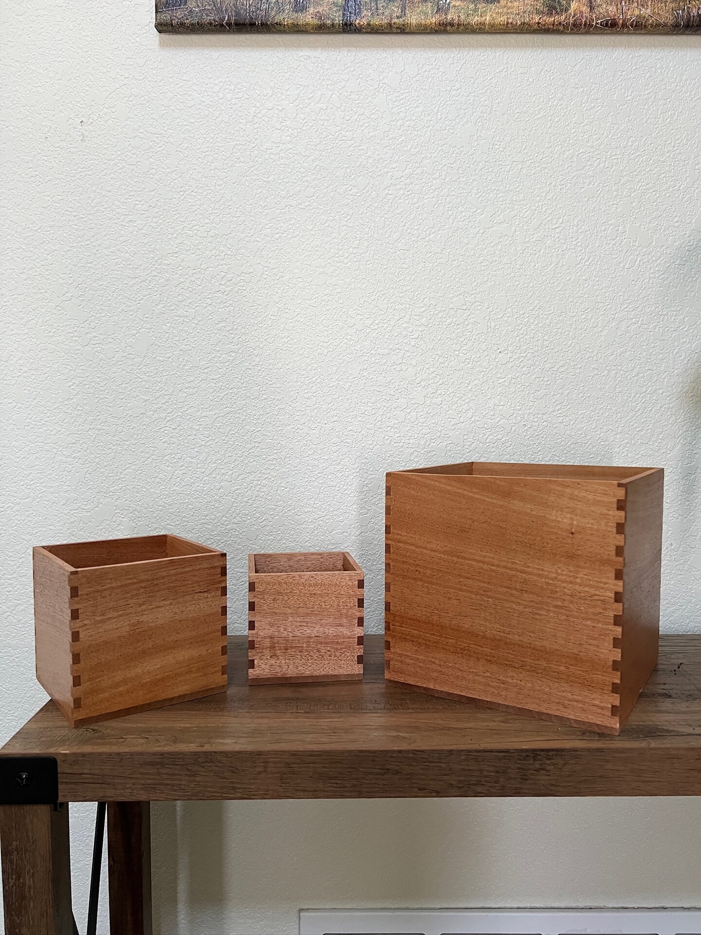 Handmade solid African mahogany hardwood for self-watering planters - indoor planter box - plant container - wooden box product 4
