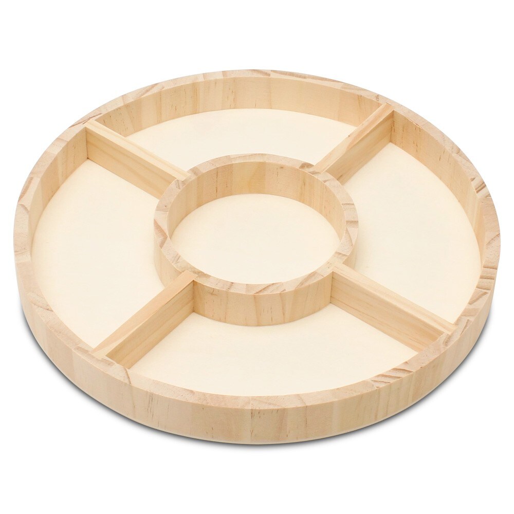 DIY Round Wooden Divided Serving Tray, Multiple Sizes, 5 Sections for Party | Woodpeckers
