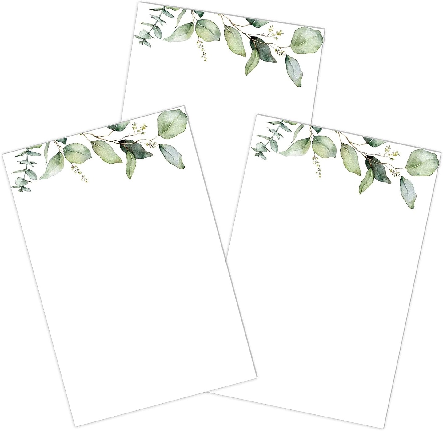 100 Pcs Greenery Cardstock Note Cards 4x6 Inch Blank Greenery Cards Thick White Card Stock Cute Green Leaves Design on Kraft Glossy Cardstock with 100pcs Envelopes for DIY Crafts Drawing Kids Painting