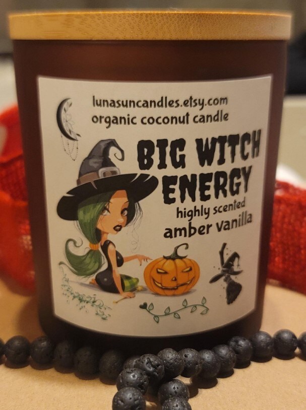 Halloween Candles- Highly Scented incased in 12 OZ. Amber Jar with wooden lid. product 3