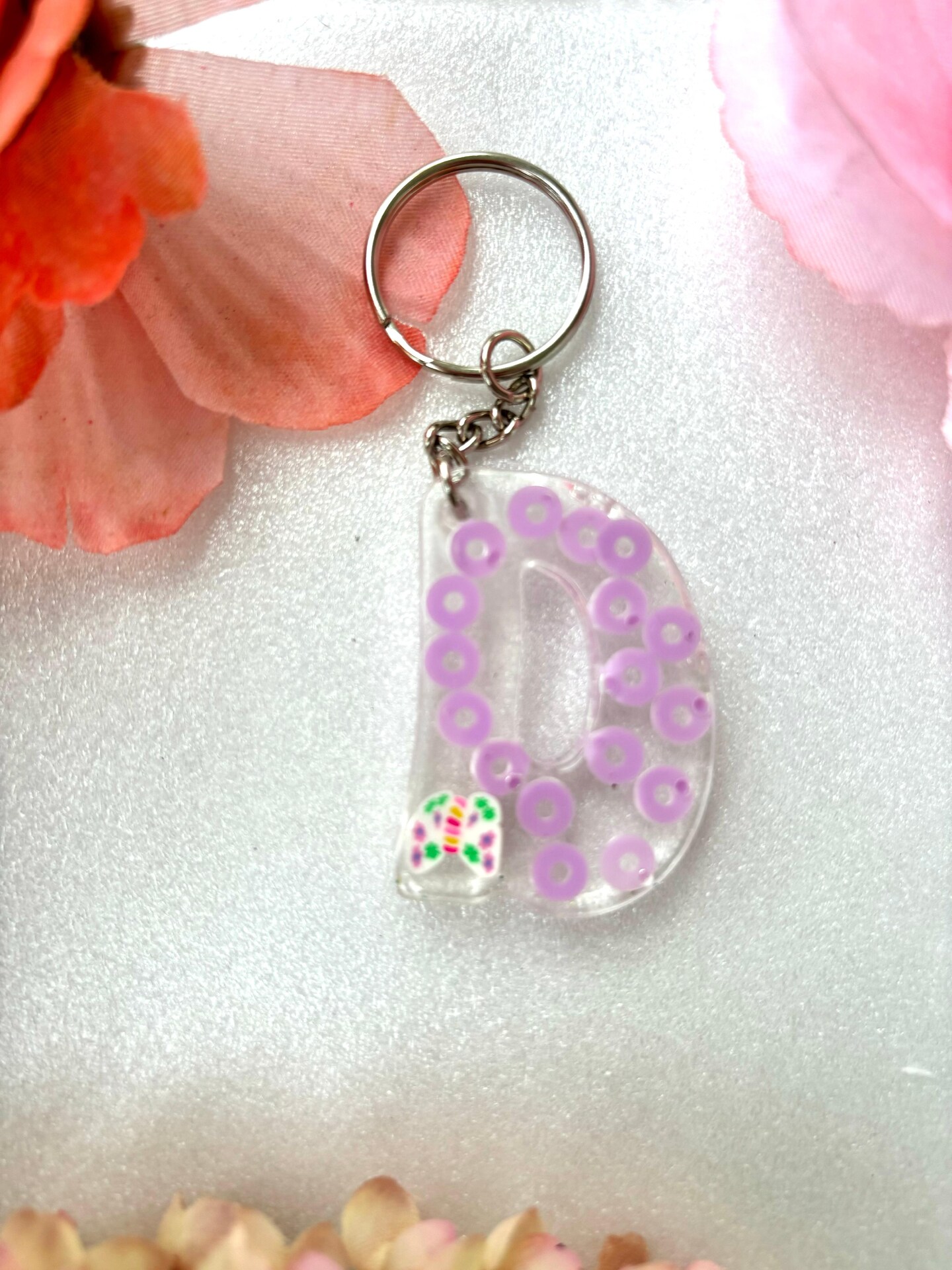 Initial D Keychain Personalized With a Freshwater Pearl, June Birthday
