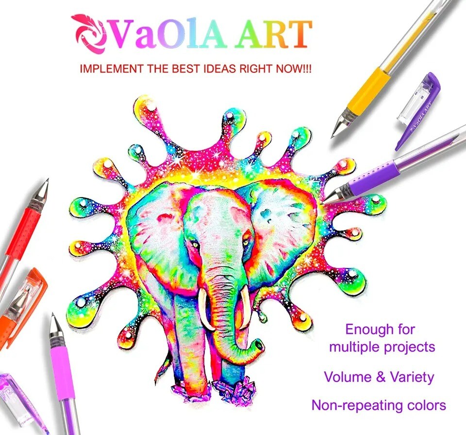 Gel Pens 2 Sets with 72 Colors, 48 Gel Pens Set and 24 Gel Pens Set