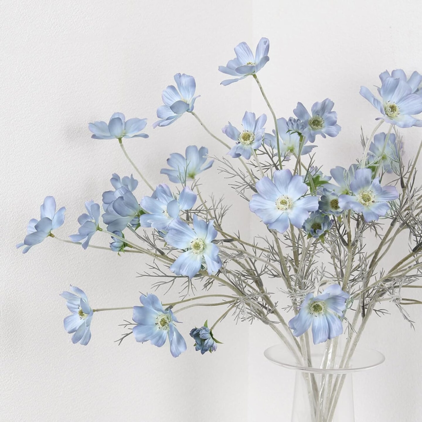 2 Pcs Artificial Fake Flowers Plants Cosmos Silk Flower Arrangements Wedding Bouquets Decorations Plastic Floral Table Centerpieces for Home Kitchen Garden Party Decor Approx 23.6&#x27;&#x27; High - Light Blue