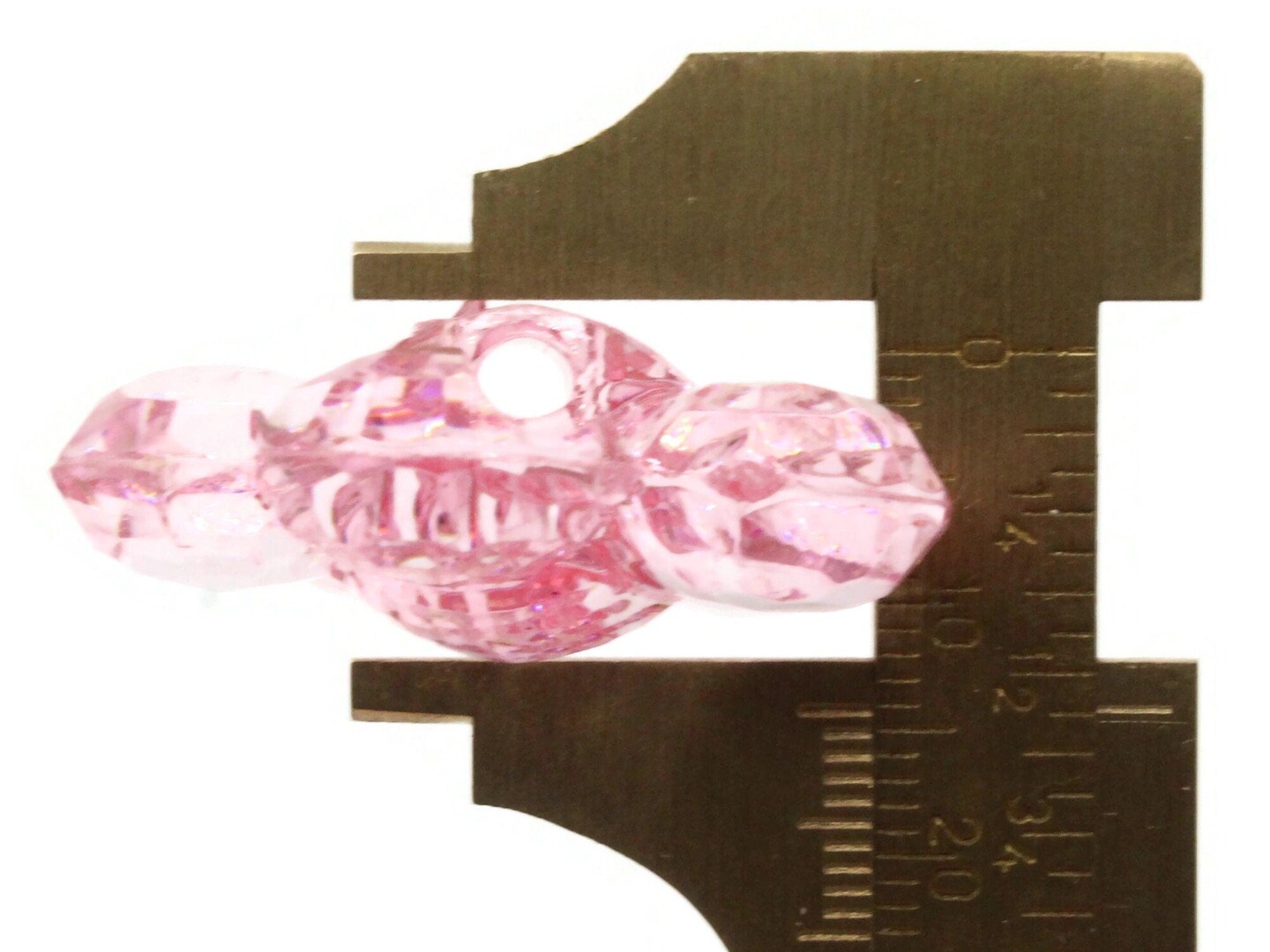 2 35mm Large Light Pink Flat Faceted Flower Plastic Shank Buttons
