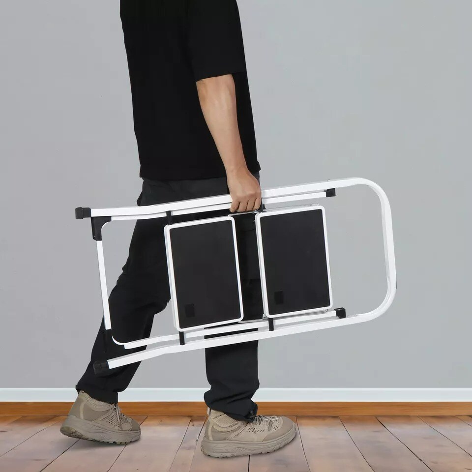 2 Step Ladder Folding Step Stool with Wide Anti-Slip Pedal Convenient Handgrip