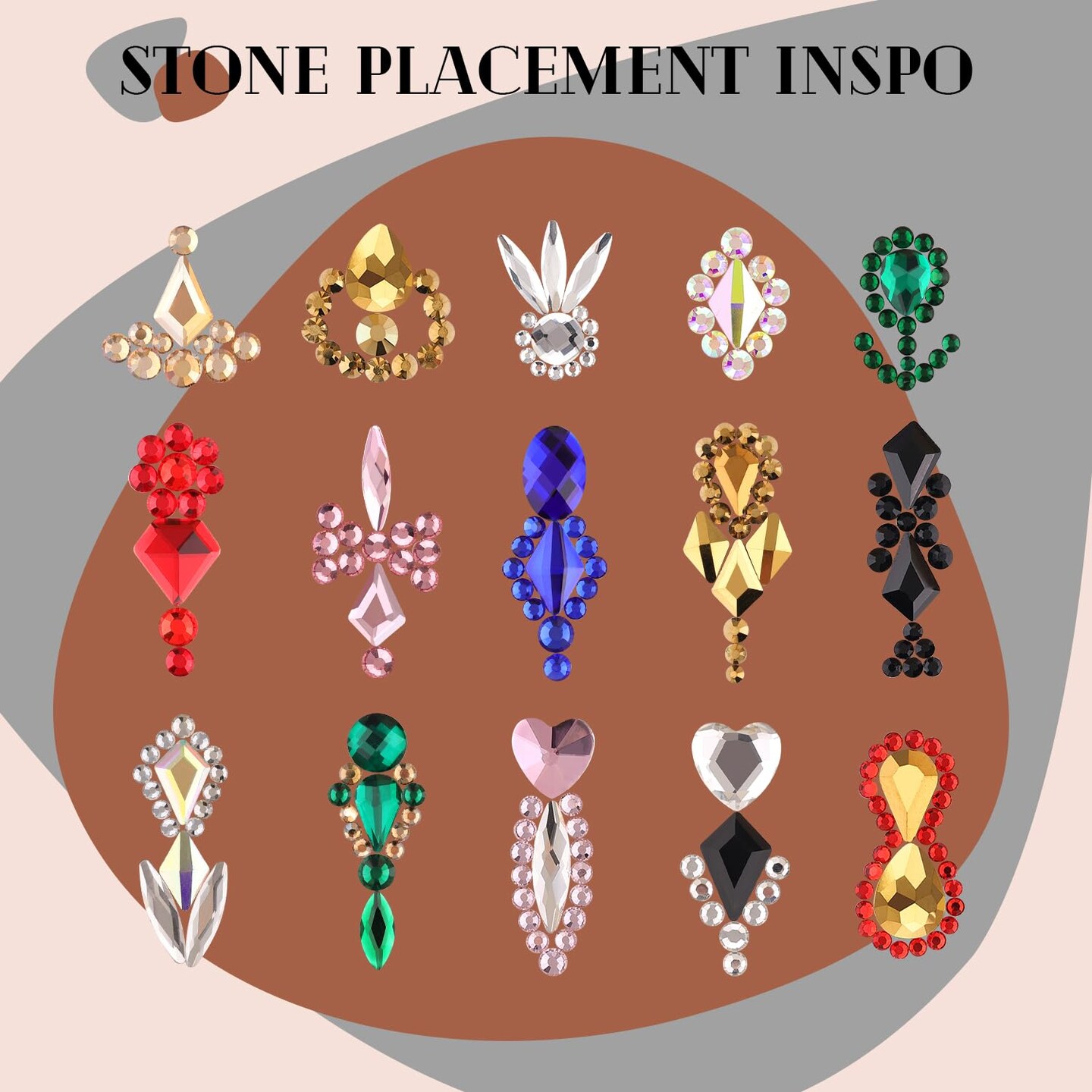 2630 Pieces Clear Glass Nail Rhinestones 120 Pieces Multi Shapes Flatback Gems Crystal + 2510Pcs 1.5-4mm Round Beads with Rhinestones Glue Gel, Manicure Diomand Jewelry Gemstones for Nail Design Makeup