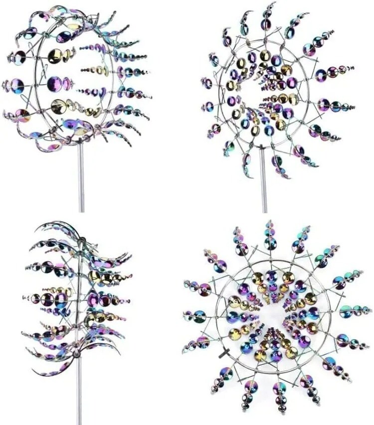 3D Windmill Kinetic Metal Sculpture Wind Spinner Yard Garden Outdoor Decoration