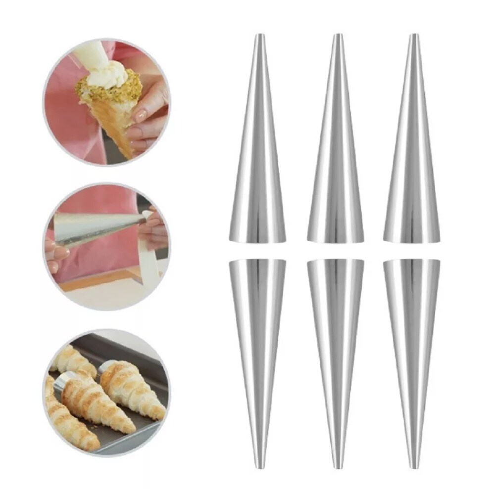 12 Pcs Stainless Steel Pastry Molds Set - Cream Horn &#x26; Cannoli Tubes for Baking