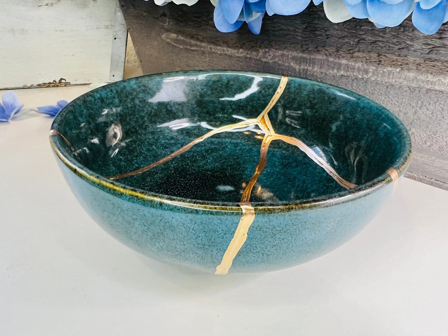 Kintsugi Bowl Handmade Ceramic shops - Turquoise