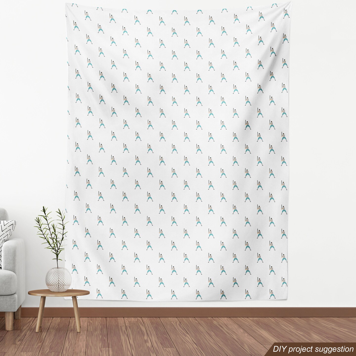 Ambesonne Baseball Fabric by the Yard, Professional Player Batter Pattern Outdoor Sports Theme Digital Graphic Design, Decorative Fabric for Upholstery and Home Accents, Multicolor
