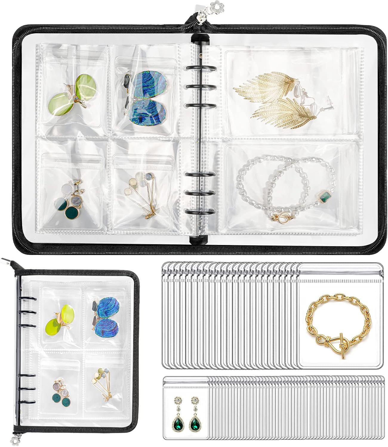 Transparent Jewelry Storage Book &#x2013; 84-Grid Clear Travel Organizer for Necklaces, Earrings, Rings, Bracelets