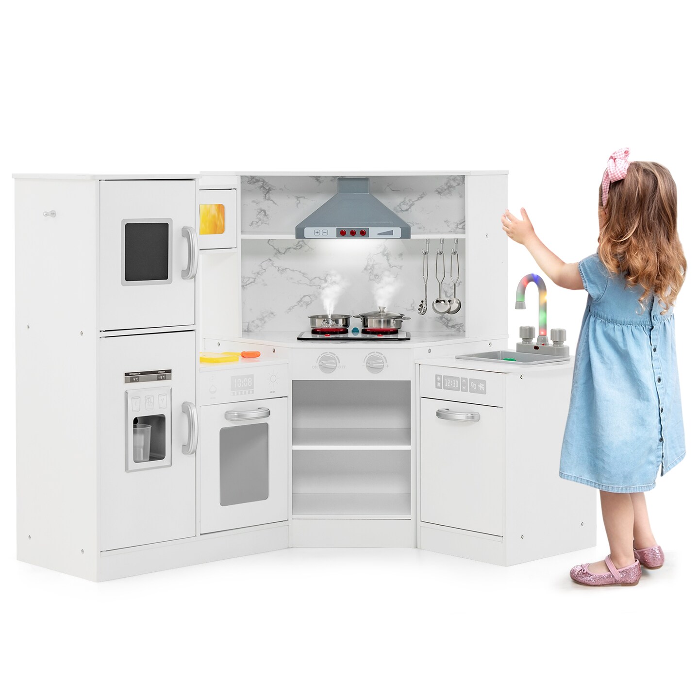 Kids Corner Pretend Kitchen Playset With Separated Washing Basin