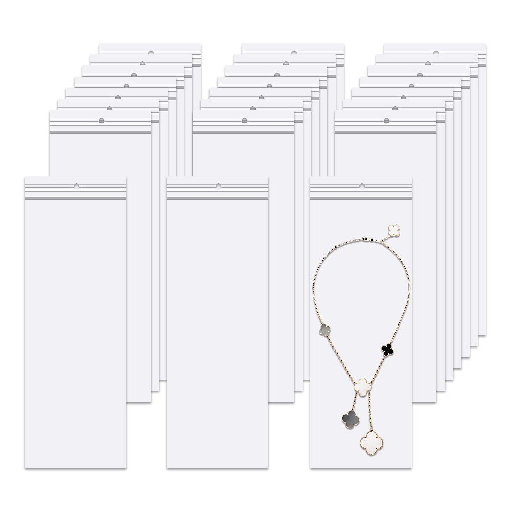 100 Pieces Long Jewelery Bags 3 x 8'' Clear Zipper Reclosable Necklace Bags with Hang Hole Poly Zip Seal Storage Bags for Packaging Shipping Incense 2 Mil (4 Sizes to Choose from)