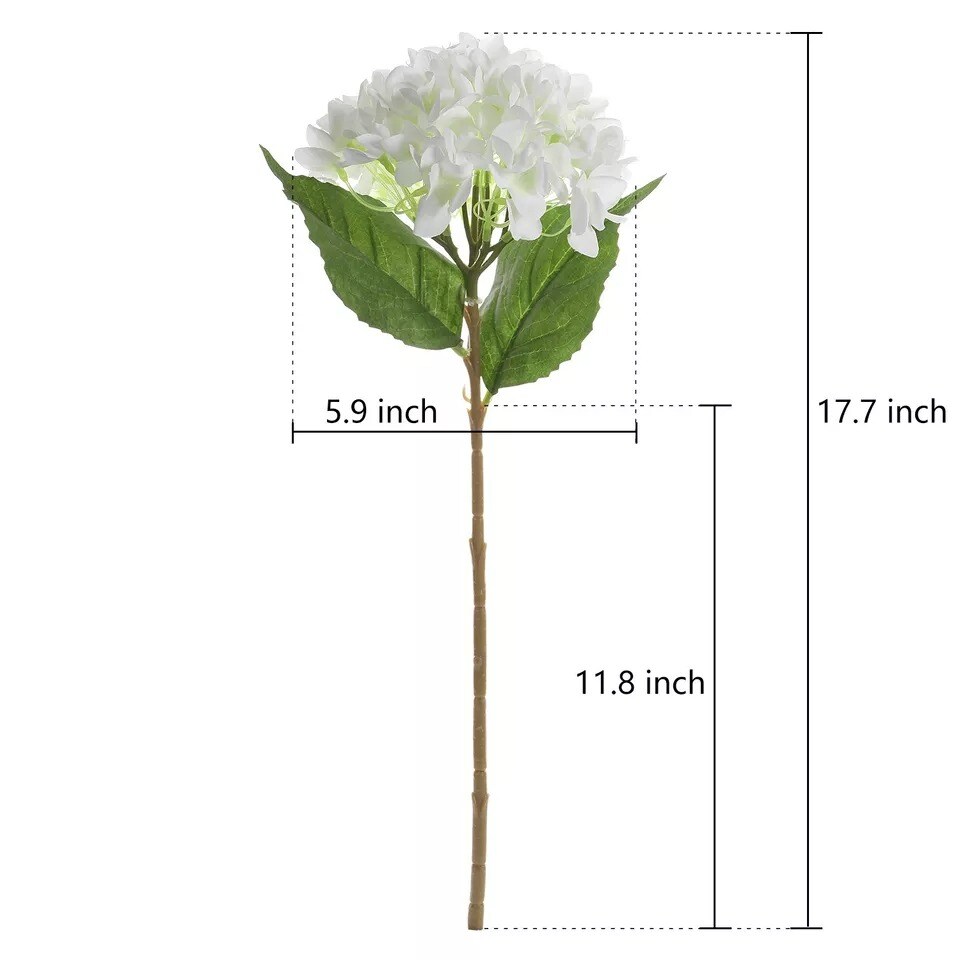 5 Pcs Artificial Silk Hydrangea Flowers 18&#x27;&#x27; White Bouquet