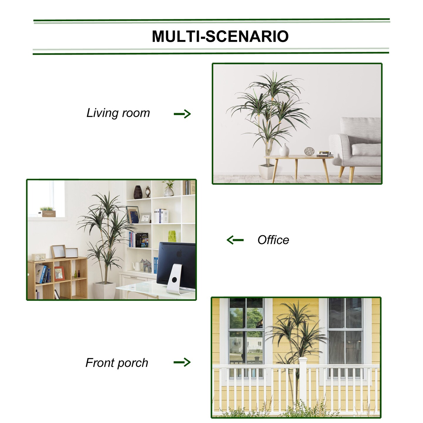 Stunning 5-Foot Tall Dracaena Marginata - Lush, Air-Purifying Indoor Plant in Decorative Pot - Perfect for Home or Office Decor, Floral Home by Artificial Flowers