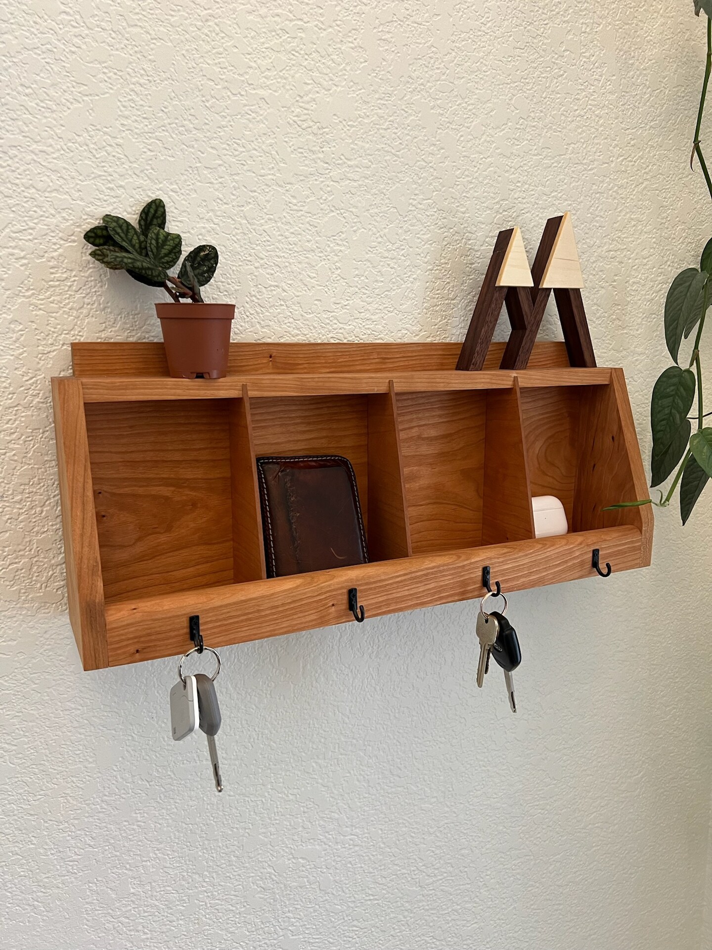 Handmade wall hanging key holder and organizer key hooks