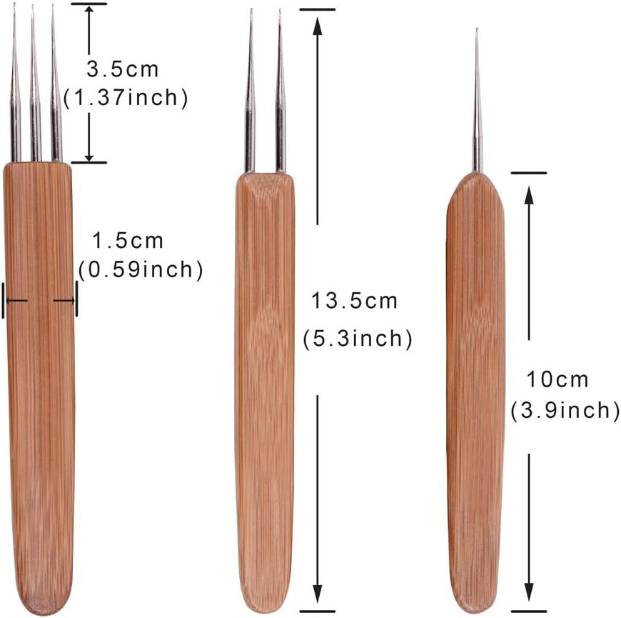 3Pcs/Set Dreadlock Crochet Hook for Hair Dreadlock Needle Tool for Braid Craft Dread Locks Crochet Needles 0.75Mm (1 Hook 2 Hooks 3 Hooks)