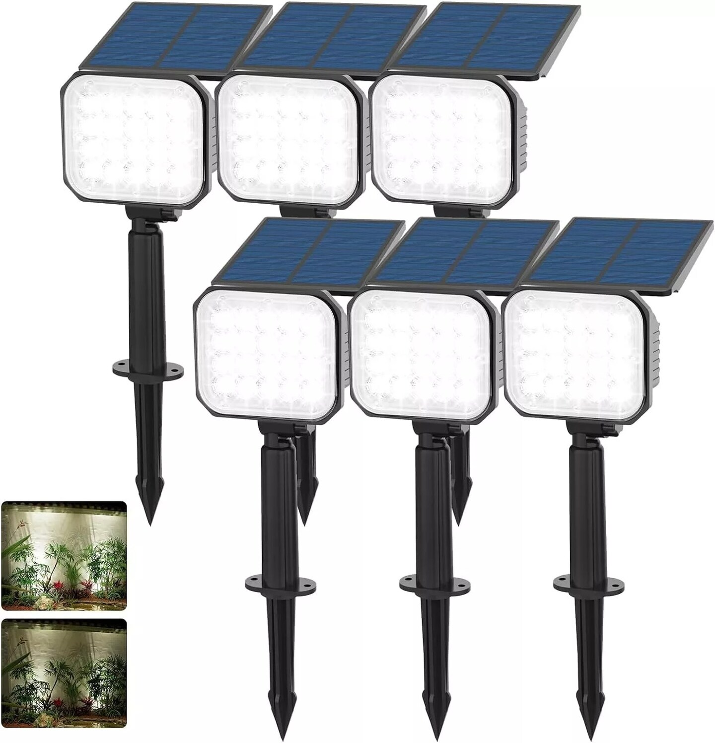 T-SUN 6Pack Solar Power Outdoor Spot Light Landscape Garden Pathway Lights