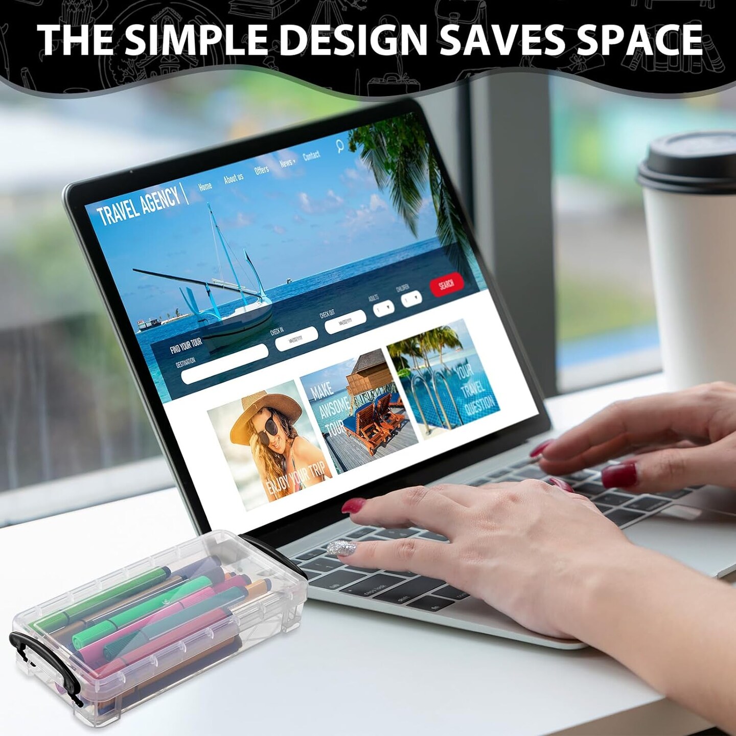 4 Pcs Large Capacity Plastic Pencil Box Clear Plastic Pencil Case Crayon Box with Snap Tight Lid Watercolor Pen Storage Brush Pencil Box Organizer Drawing Tools Container (Black)