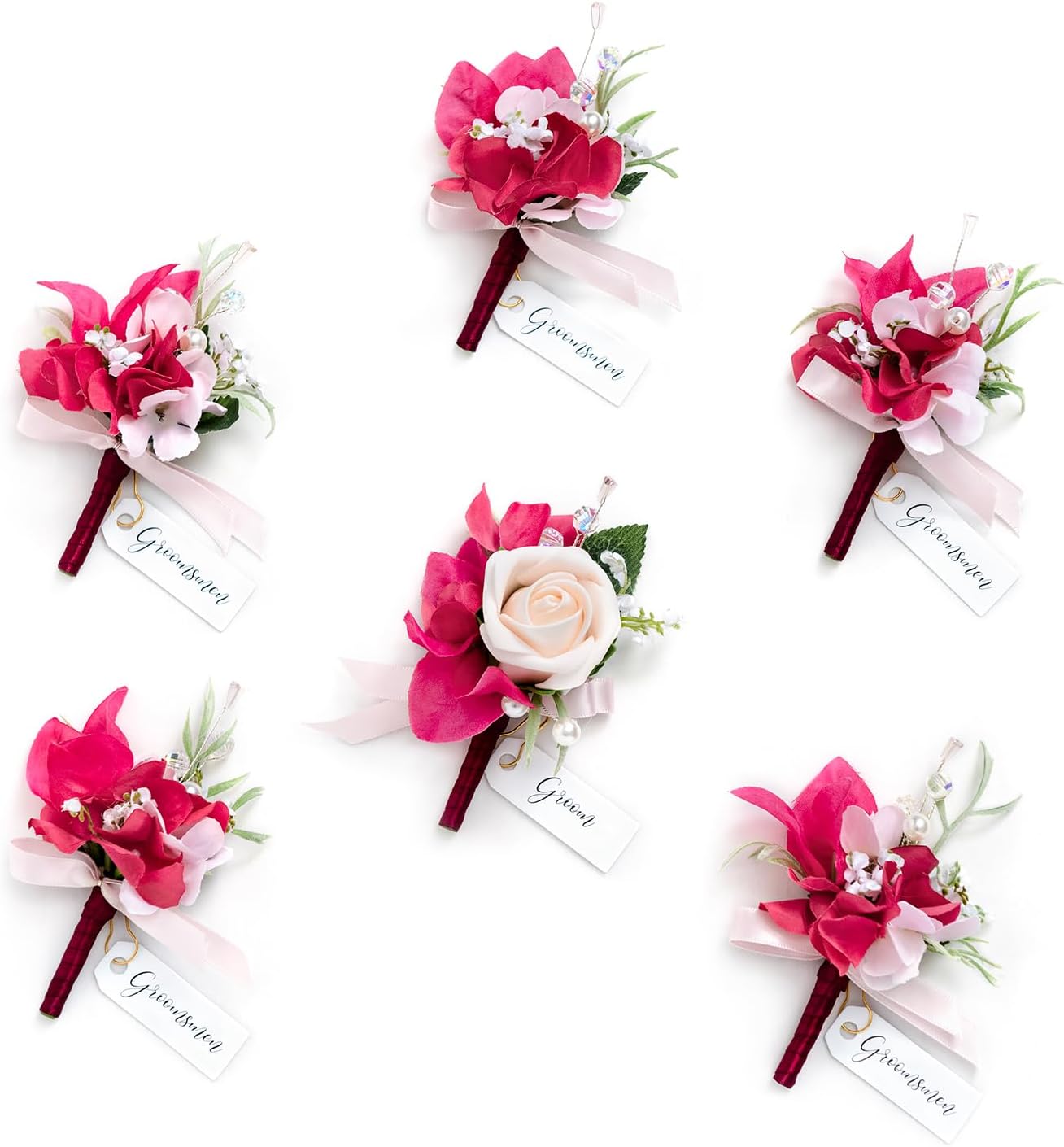 Boutonniere Set of 6 for Groom &#x26; Groomsmen