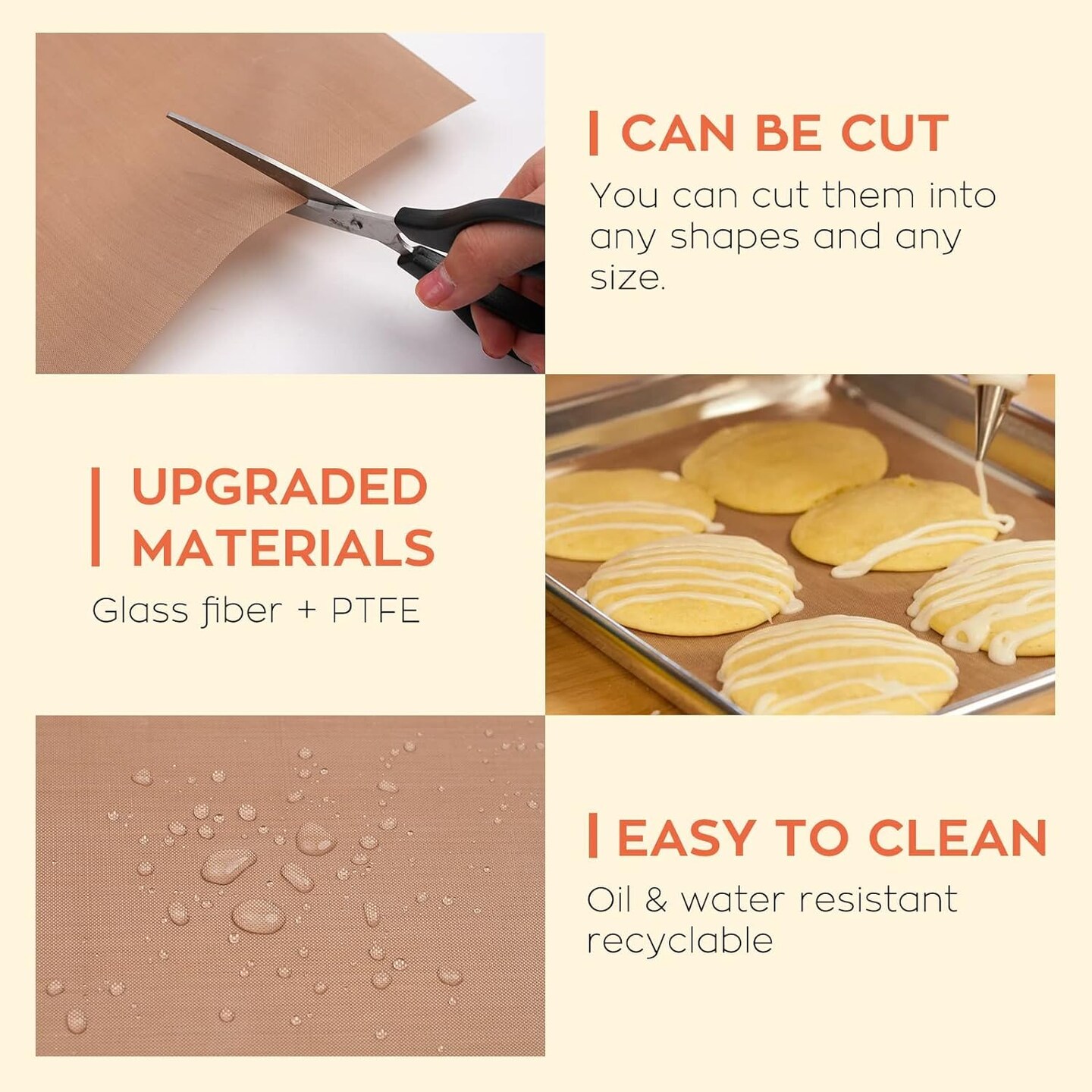 Teflon Sheets for Heat Press - 3 Pack Non Stick PTFE Teflon Sheet Reusable 12 x 16" Teflon Paper Heat Resistant Teflon Mat(Brown)