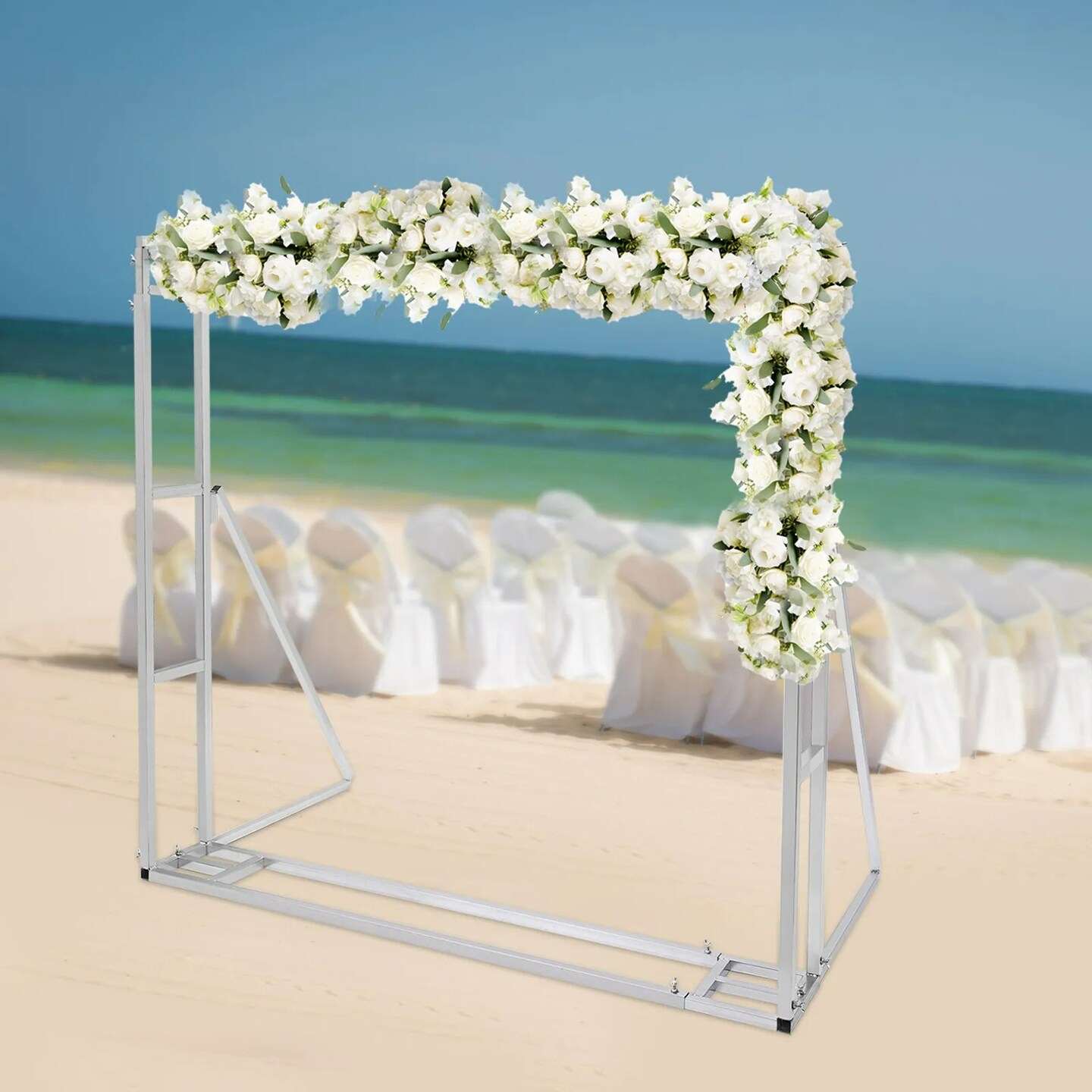 9.8ft Windproof Wedding Ceremony Backdrop Stand Kit Height Adjustable Heavy Duty