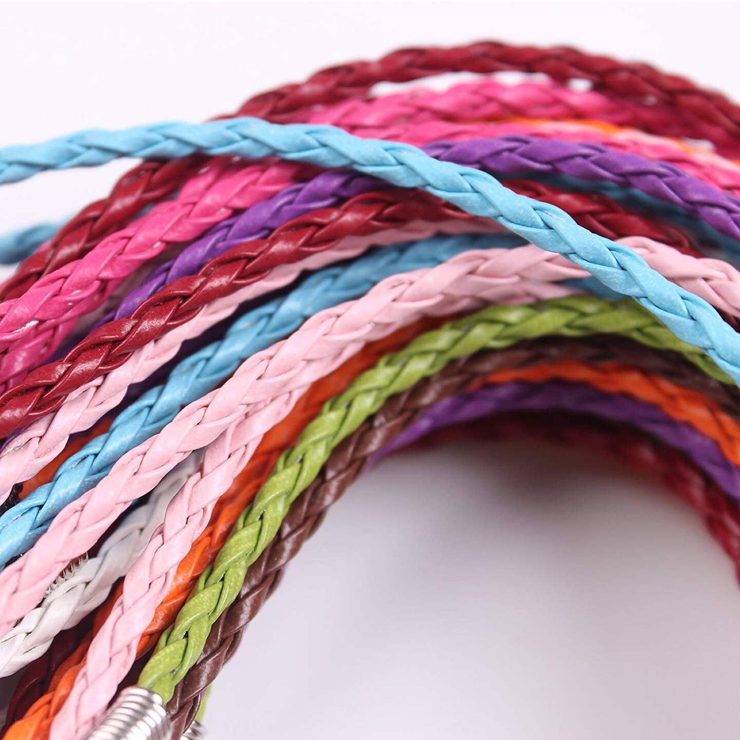 50 Pieces Mixed Color Leather Lace Plaited Bracelet Cords DIY Jewelry Making Handicrafts Braided Ropes with Lobster Clasps Extended Chain for Wrist Charms Bracelets Jewelry Making