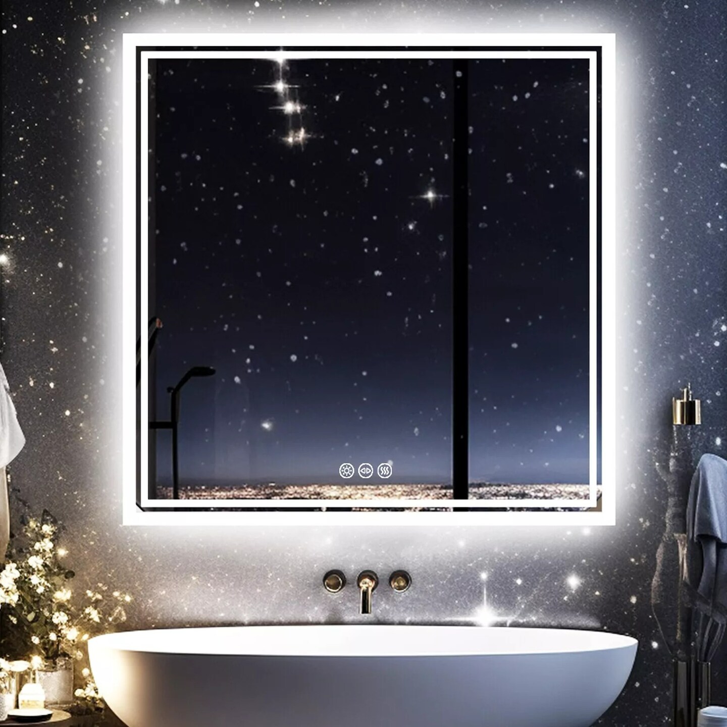 Wisfor LED Bathroom Mirror Shatter-Proof Dimmable Antifog Wall Vanity Mirror