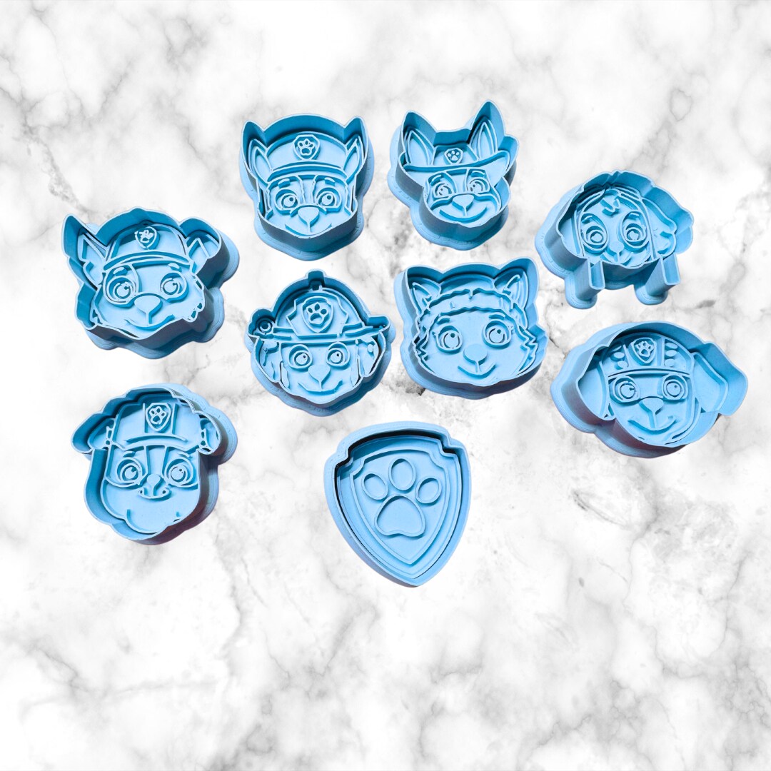 Dog Patrol face Cookie Cutter &#x26; Stamp 9 PCS Set and Individual
