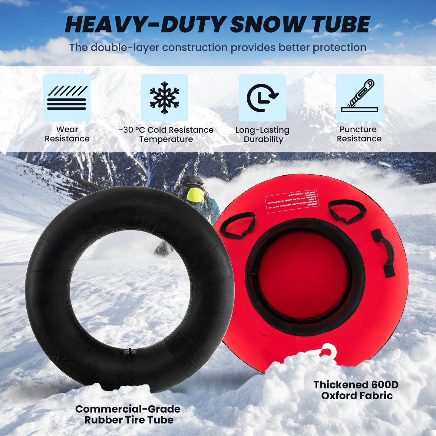 40&#x22; Inflatable Snow Sled For Kids And Adults