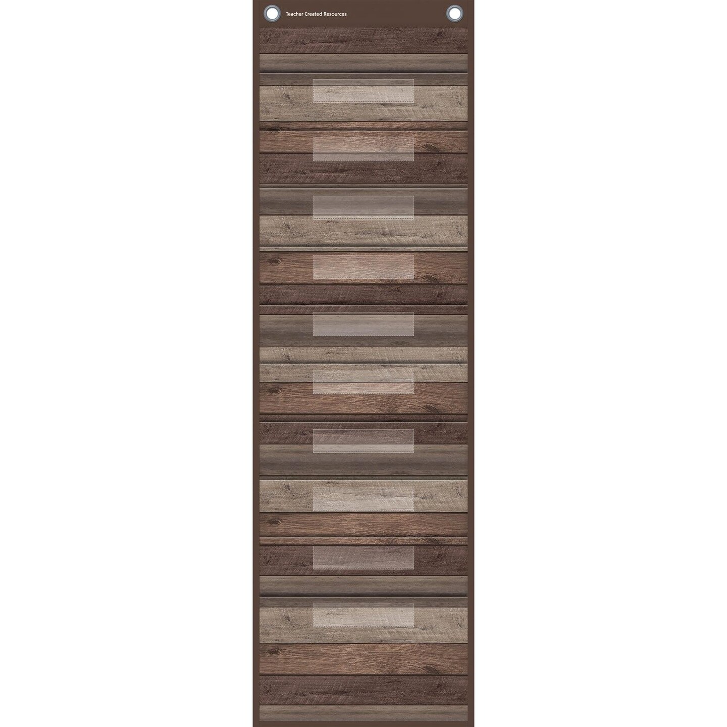 Dark Wood Design 10 Pocket File Storage Pocket Chart, 14&#x22; x 58&#x22;