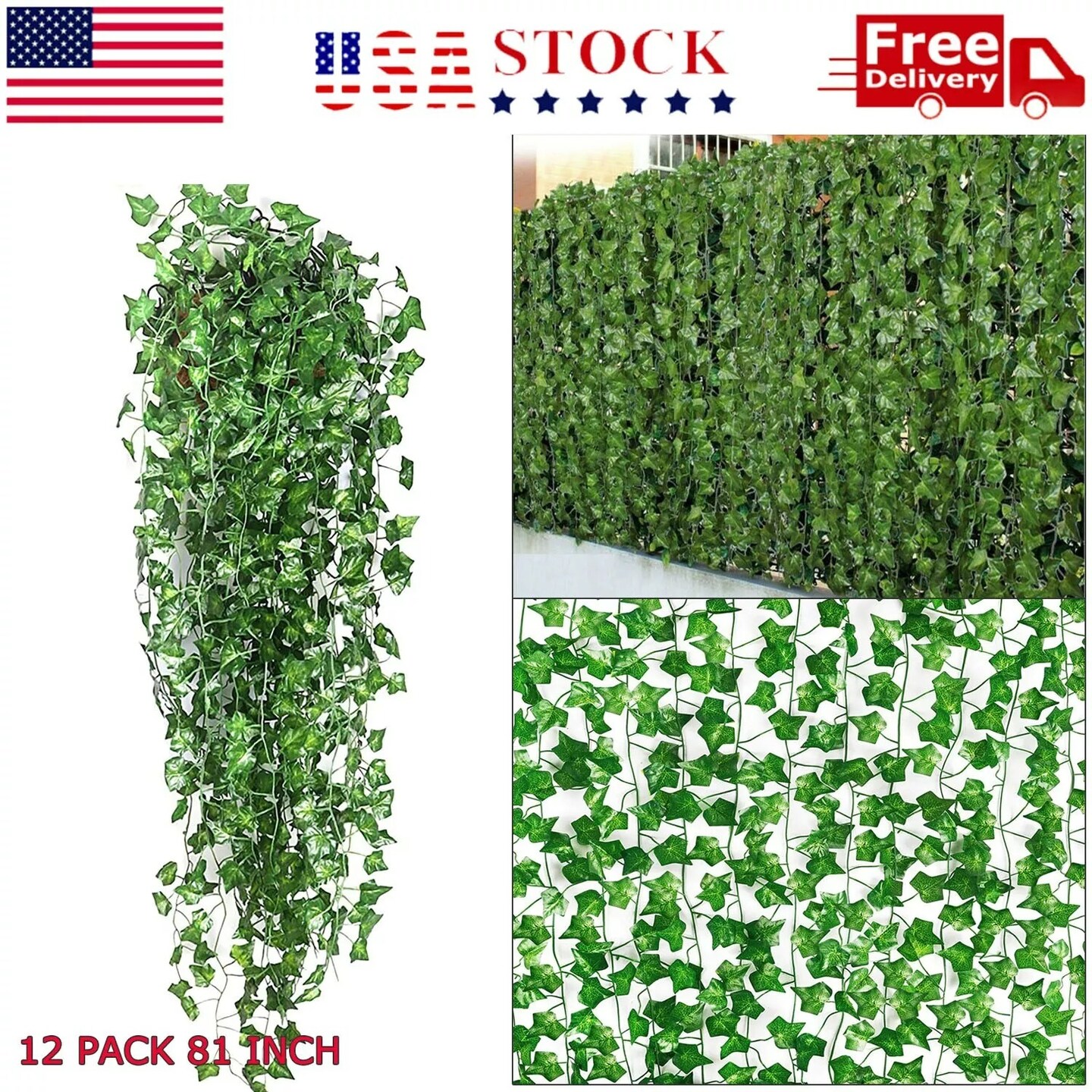 Artificial Hanging Plant 81 Feet Silk Ivy Vine Garland Fake Home Garden Decor
