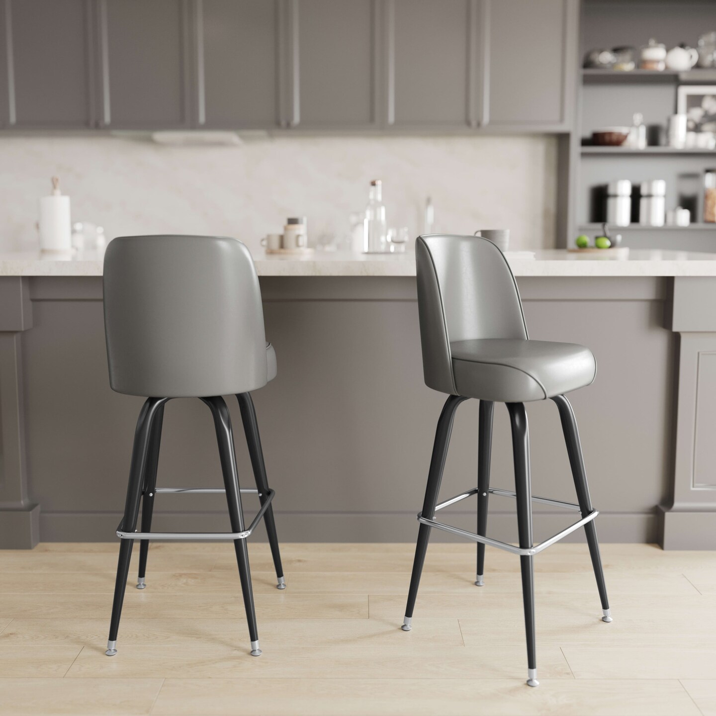 Emma and Oliver Metal Barstool with Swivel Bucket Seat