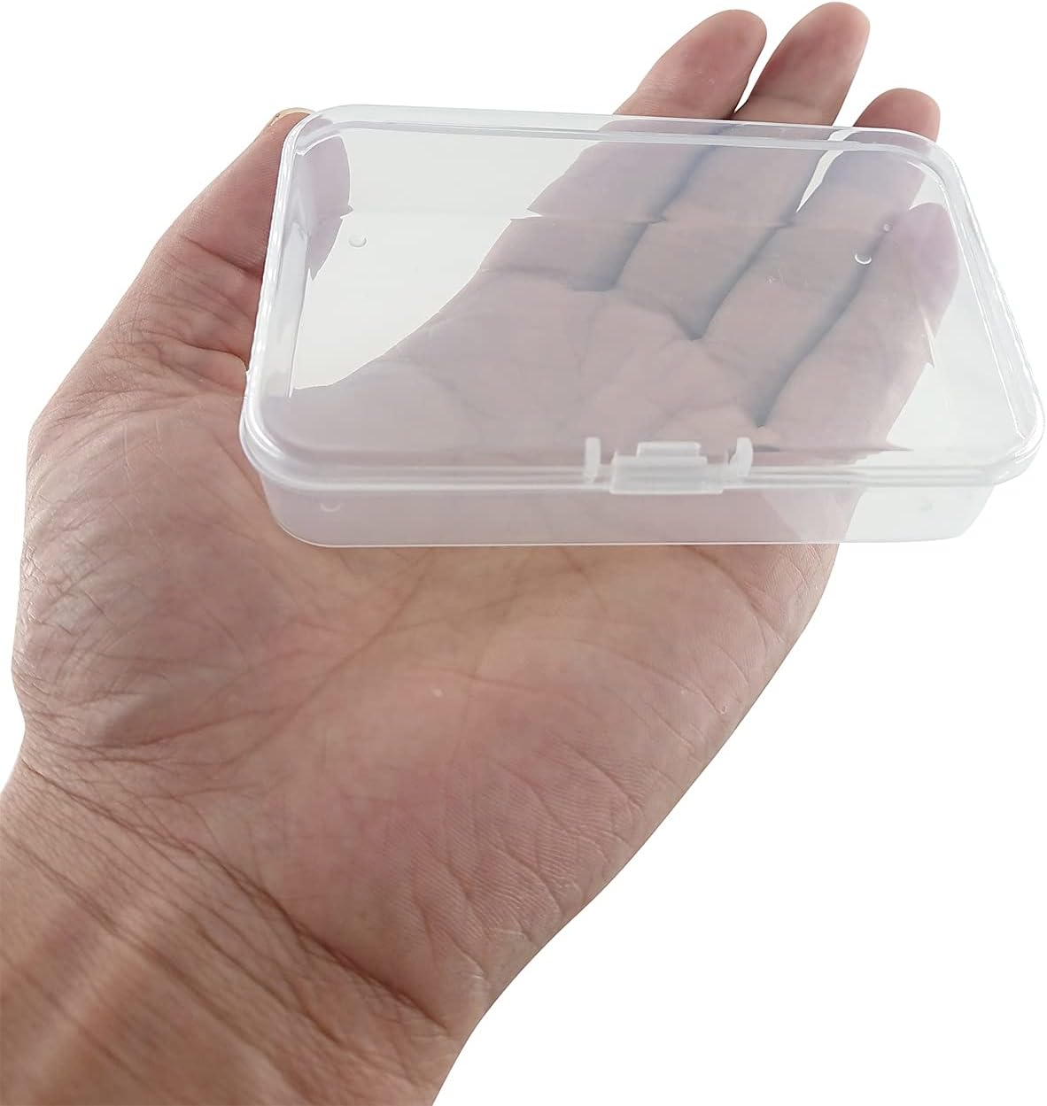 12Pcs Mini Plastic Storage Containers Box with Lid, 3.5x2.4 Inches Clear Rectangle Box for Collecting Small Items, Beads, Game Pieces, Business Cards, Crafts Accessories