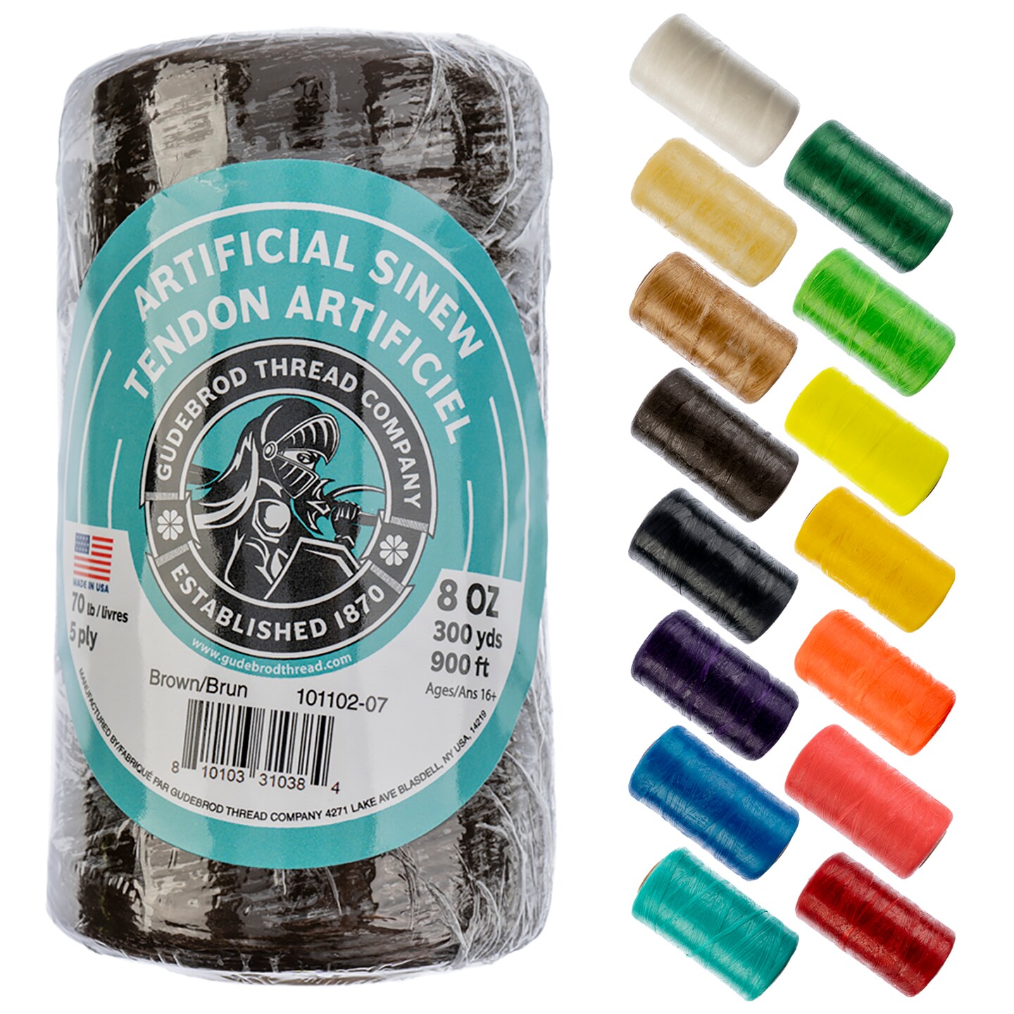 Gudebrod 70lb. 5-Ply Artificial Sinew Thread, 300yd. | Made in USA