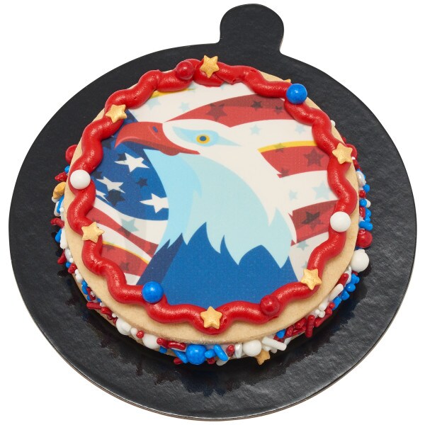 Patriotic Eagle Edible Cake Topper Image 7.5 round